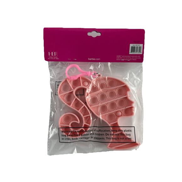 Barbie Head Pop It Fidget Keychain Light Pink Charm 5" Stocking Stuffer - Picture 2 of 2